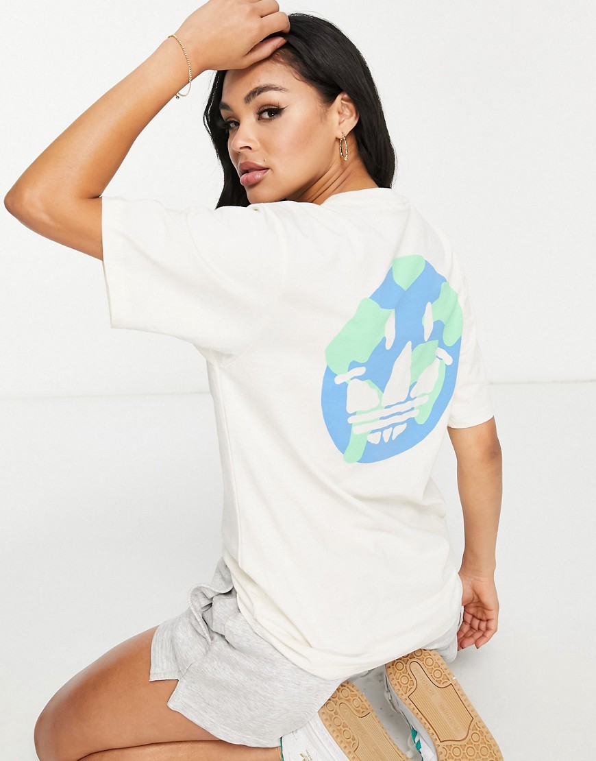 Adidas Originals Graphics boyfriend fit t-shirt with back print-White