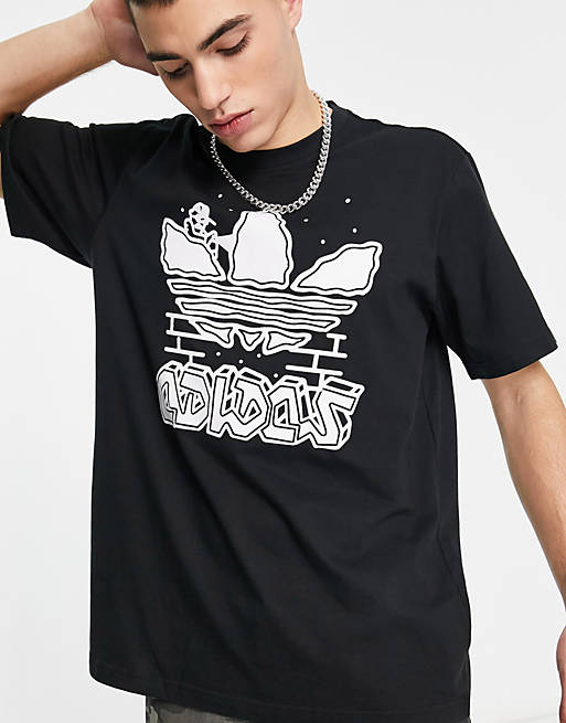 adidas Originals Graphics Let\'s Grow Together Fuzi t-shirt in black and  white | ASOS