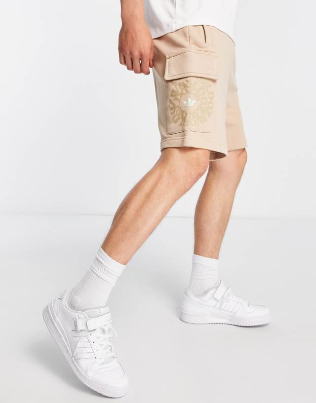 adidas Originals Graphics Ozworld cargo shorts in magic beige