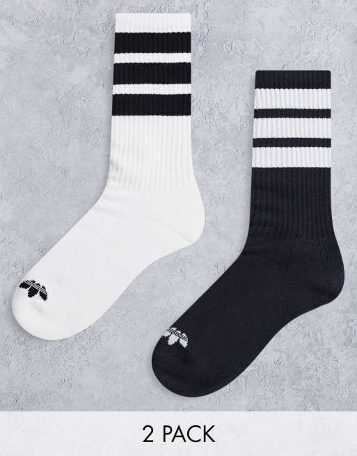 adidas Originals – Graphics – Zestaw 2 par klasycznych skarpetek w paski w kolorze czarnym i białym
