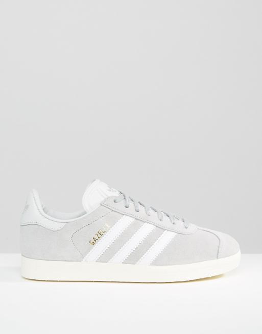 Womens adidas light 2025 grey gazelle suede trainers