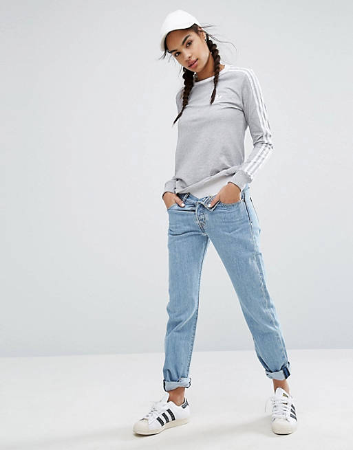 håndtering Måne Tom Audreath adidas Originals Gray Three Stripe Long Sleeve T-Shirt | ASOS