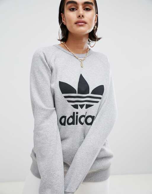 Adidas Originals gray trefoil boyfriend sweatshirt