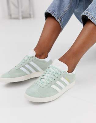 adidas green gazelle suede trainers