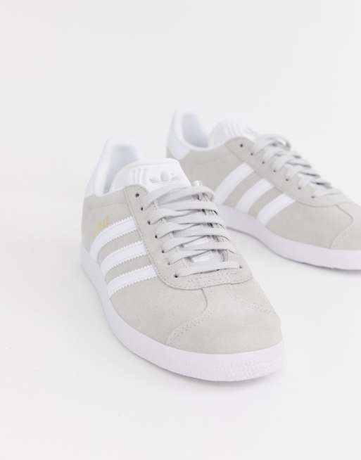 Adidas originals gray and white sale gazelle sneakers