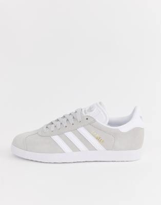 adidas originals gray and white gazelle sneakers