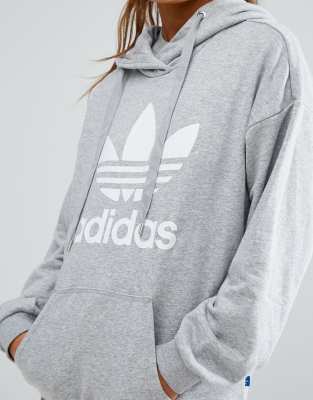 womens grey adidas trefoil hoodie