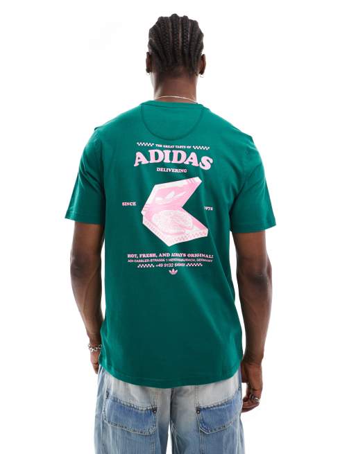adidas Originals - Grøn T-shirt med pizzagrafik