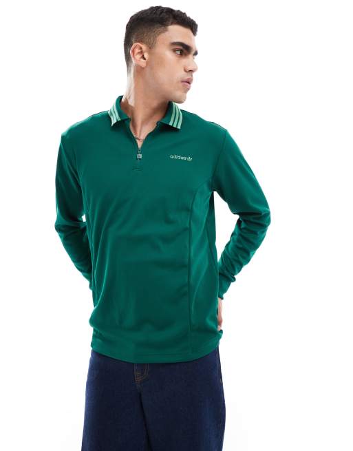 adidas Originals – Grön långärmad pikétröja