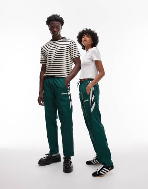 adidas Originals – Gröna, vävda träningsbyxor - view 1