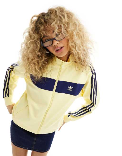 adidas Originals – Gul och marinblå träningsjacka i retrostil