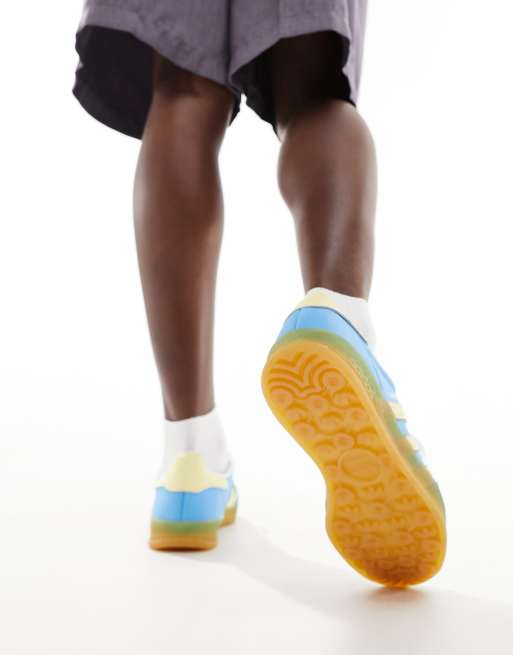 adidas Originals gum sole Gazelle Indoor trainers in blue and yellow | ASOS