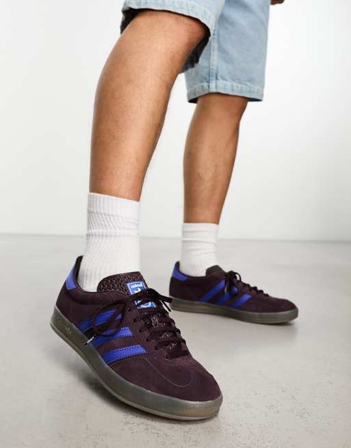 adidas Originals gum sole Gazelle Indoor trainers in maroon and blue