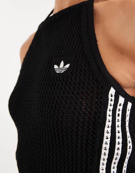 adidas Originals – Häkel-Oberteil in Schwarz mit Neckholder, 3 von 4