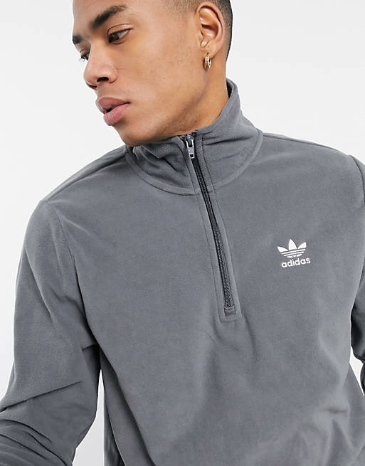 adidas Originals half zip fleece dark grey heather | ASOS