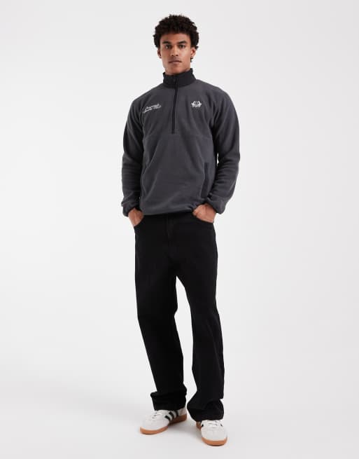 adidas Originals Half-Zip mit Patch-Grafik in Grau und Schwarz, 3 von 5