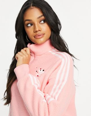 adidas half zip pink sweatshirt