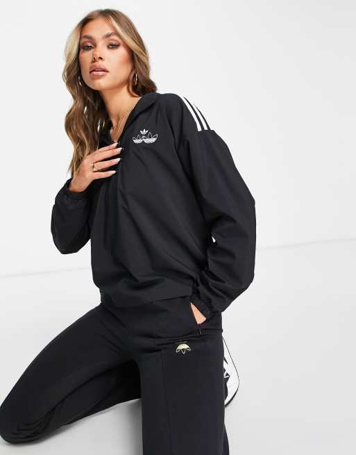 Adidas black half store zip