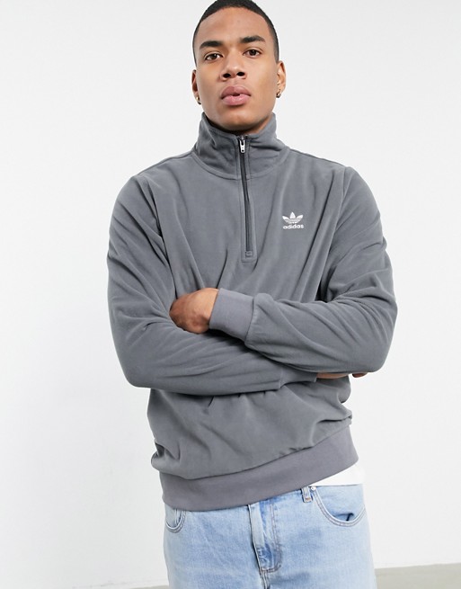 adidas Originals half zip fleece sweatshirt in dark grey heather