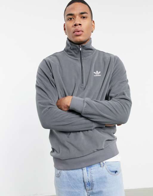 adidas Originals half zip sweatshirt in dark grey heather | ASOS