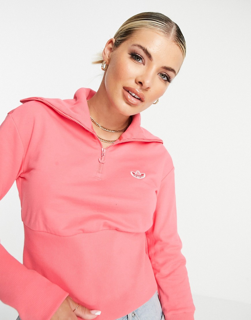 Adidas originals half zip sweatshirt in pink