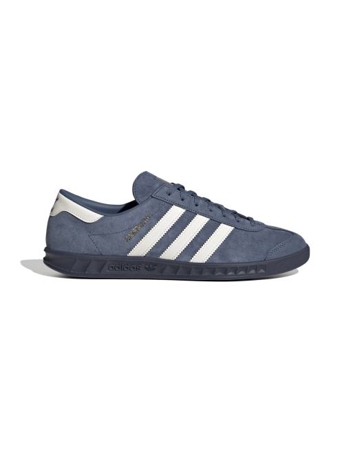 靴Hamburg trainers in blue with gum sole