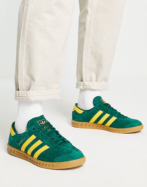 undefined | adidas Originals Hamburg sneakers in collegiate green with gum sole