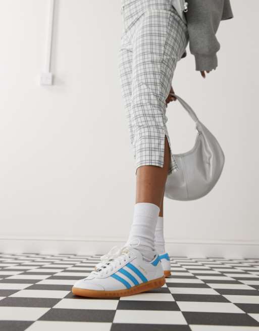 adidas Originals Hamburg sneakers in white and blue