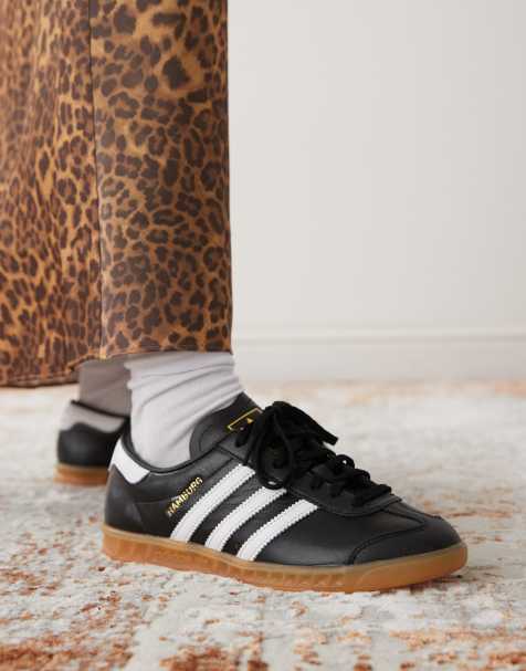 adidas Originals Hamburg trainers in black and white - view 1