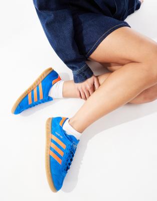 adidas Originals Hamburg trainers in blue and orange