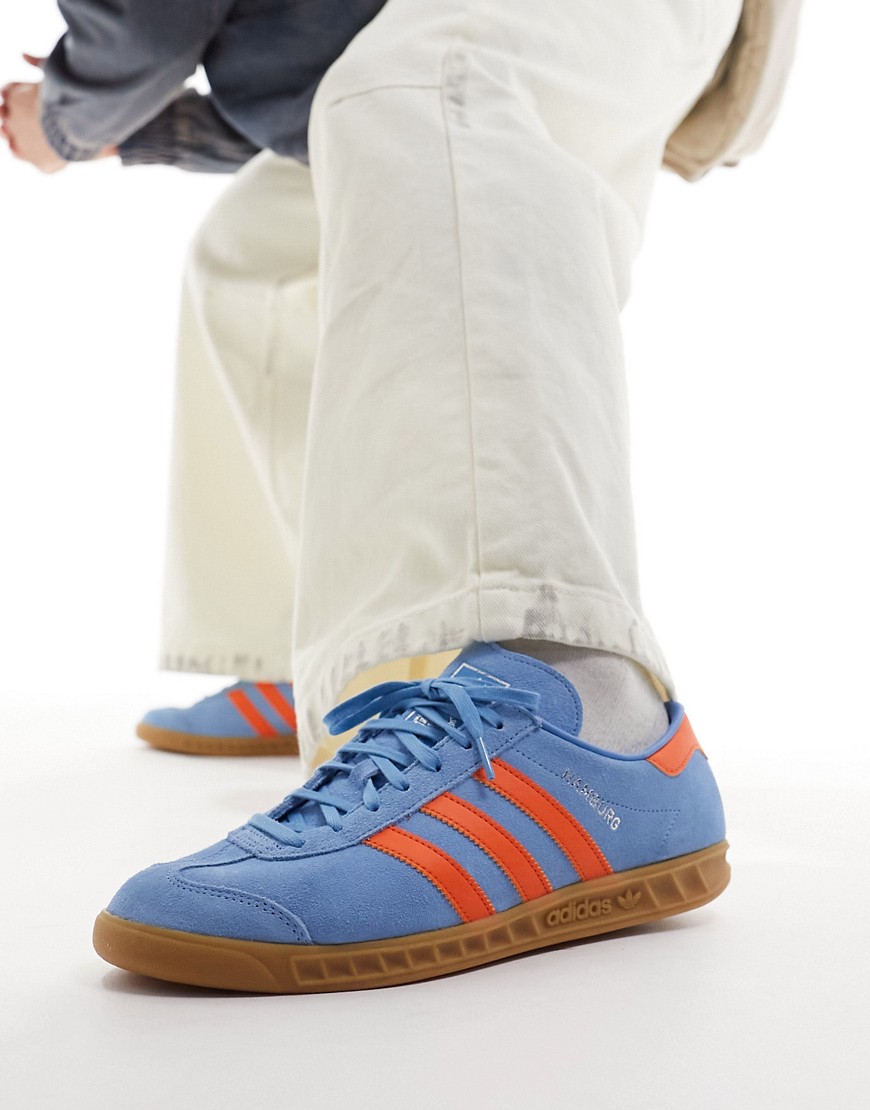 adidas Originals Hamburg trainers in blue/orange