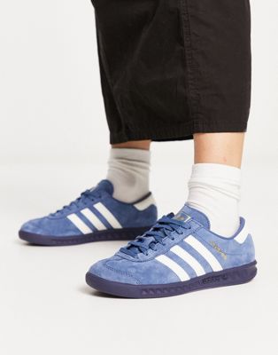 adidas Originals Hamburg trainers in blue with gum sole