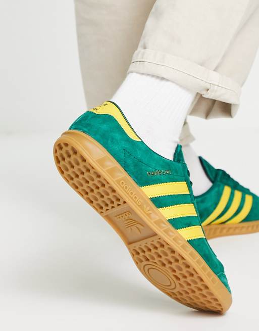 adidas Originals Hamburg trainers in collegiate green with gum sole