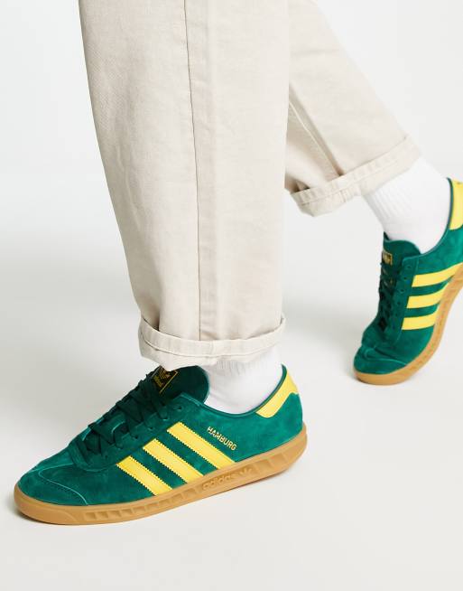 Men's adidas shop green hamburg trainers