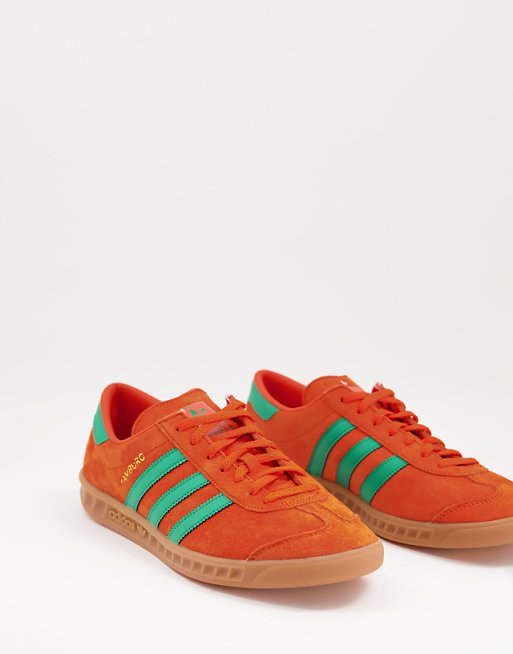adidas Originals Hamburg trainers in orange and green adidas Originals Hamburg trainers in orange and green