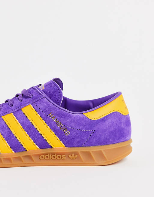 adidas Originals Hamburg trainers in purple and orange