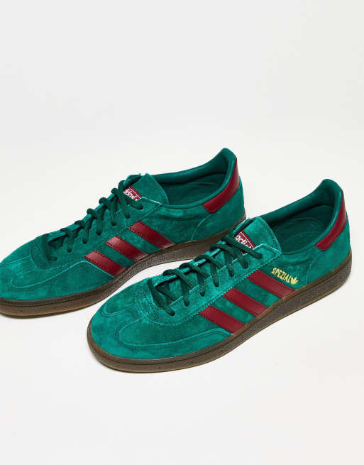 adidas Originals - Handbal Spezial - Sneakers in groen en bordeauxrood met rubberen zool