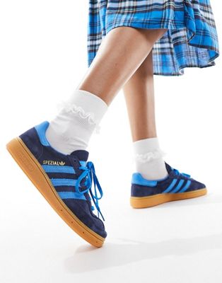 adidas Originals Handball Spezial trainers in dark blue and bright blue - ASOS Price Checker