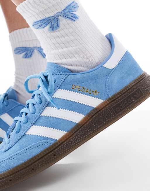 adidas Originals Handball Spezial gum sole sneakers in light blue