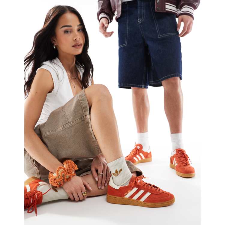 adidas Originals Handball Spezial gum sole sneakers in red and white ASOS