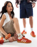 [adidas Originals] adidas Originals Handball Spezial gum sole sneakers in red and white-Multi 48 Red