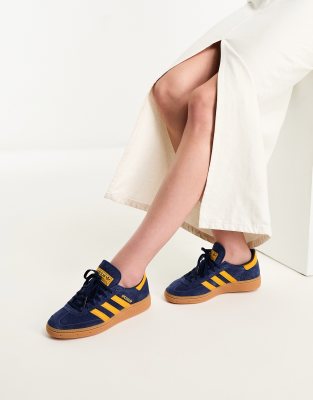 adidas Originals Handball Spezial gum sole trainers in dark navy and yellow  | ASOS