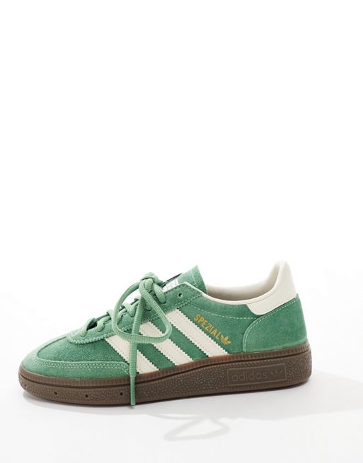 adidas Originals Handball Spezial gum sole trainers in green and white