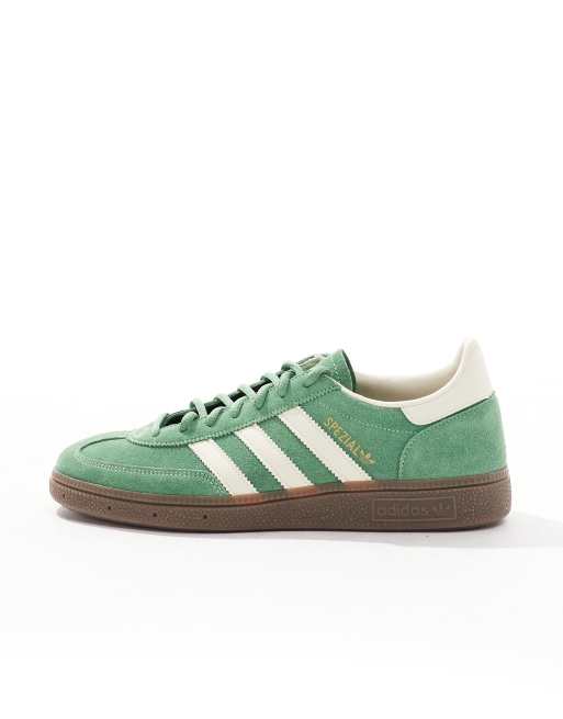 adidas Originals Handball Spezial gum sole trainers in green and white