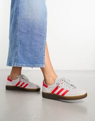  Handball Spezial gum sole trainers in grey and red 