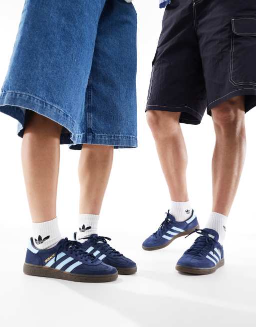 Adidas originals handball spezial trainers in navy on sale with gum sole