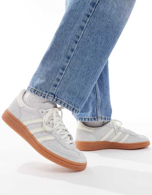 adidas Originals Handball Spezial gum sole trainers in silver and white