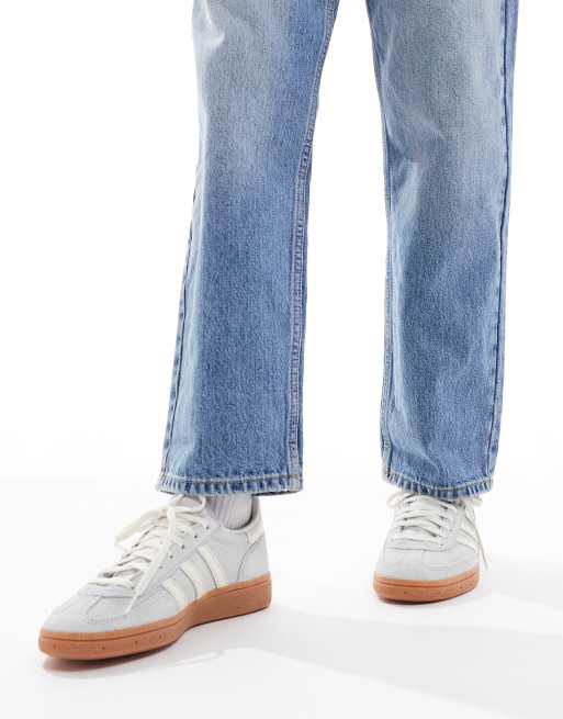 adidas Originals Handball Spezial gum sole trainers in silver and white