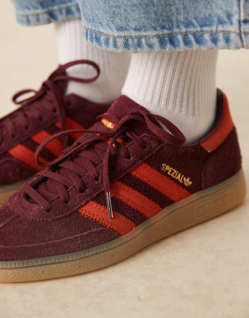 adidas Originals Handball spezial shoes in maroon / preloved red / gum