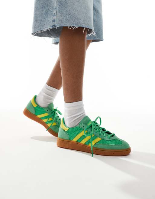 adidas Originals Handball Spezial trainers in green and yellow